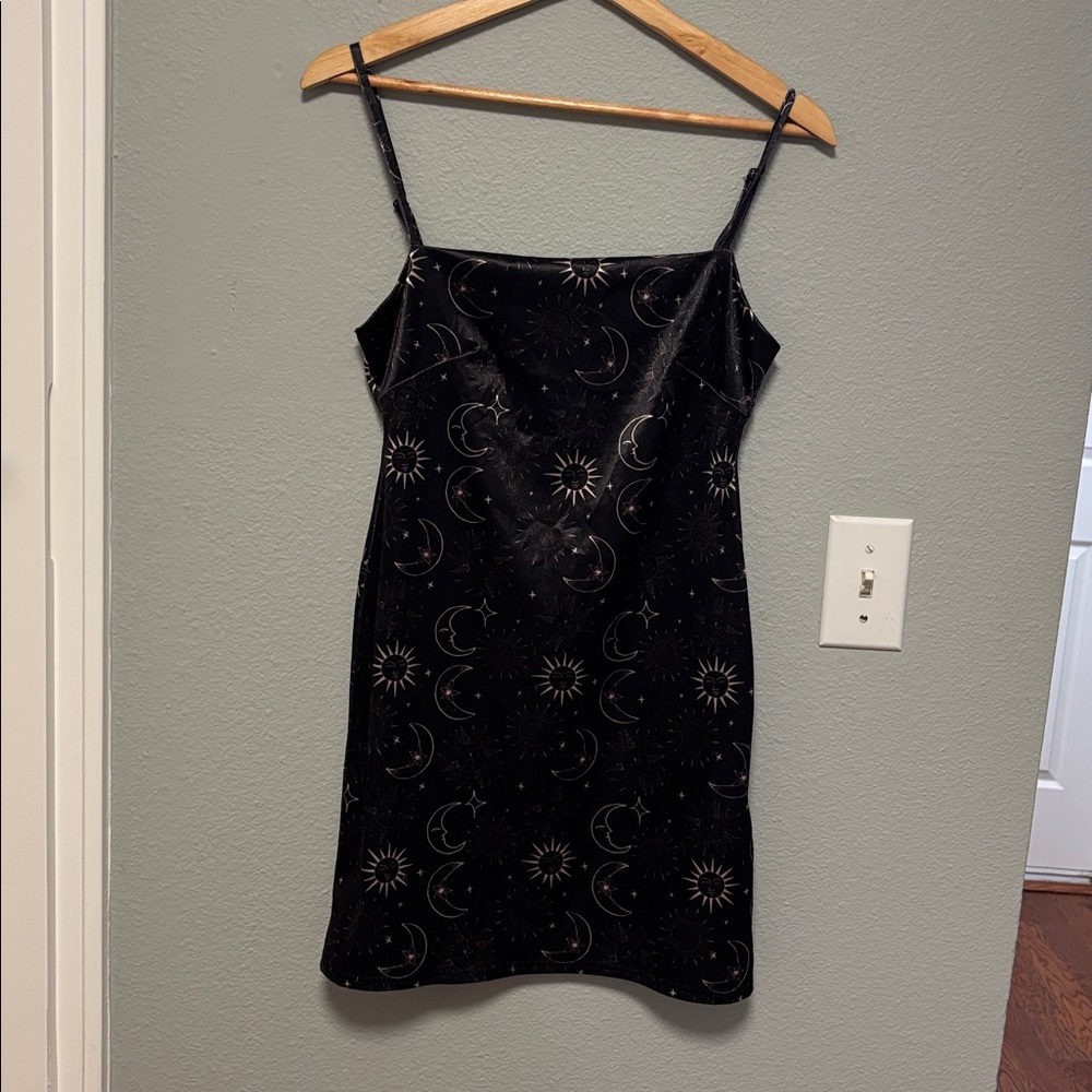 Urban Outfitters Mini Dress Black Dress with Starry Design Size: Medium - Picture 2 of 5